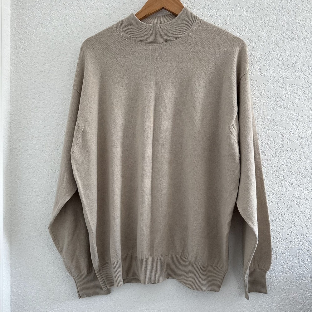 Roberto Villini Knit Cashmere Merino Sweater L Beige‎ Old Money Preppy Academia